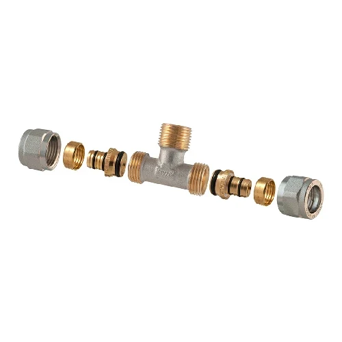 Raccordo tee maschio a compressione per multistrato 2pz assemblato 1/2-20 x 1/2 x 1/2-20