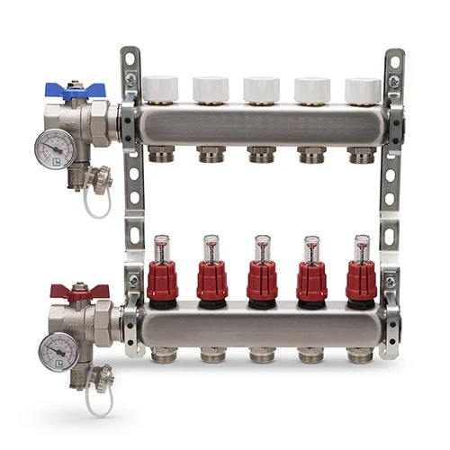 Collettore di distribuzione in acciaio inox completo aton 4 vie 1 x 3/4