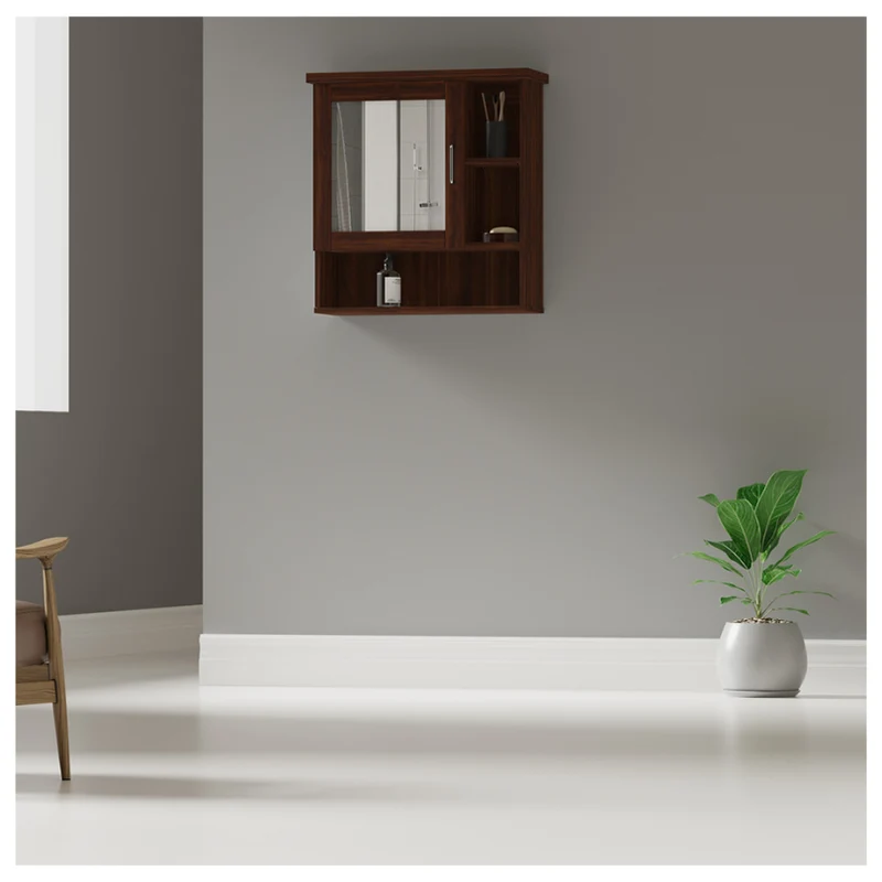 Mueble de Baño Flotante con Espejo, Chocolate