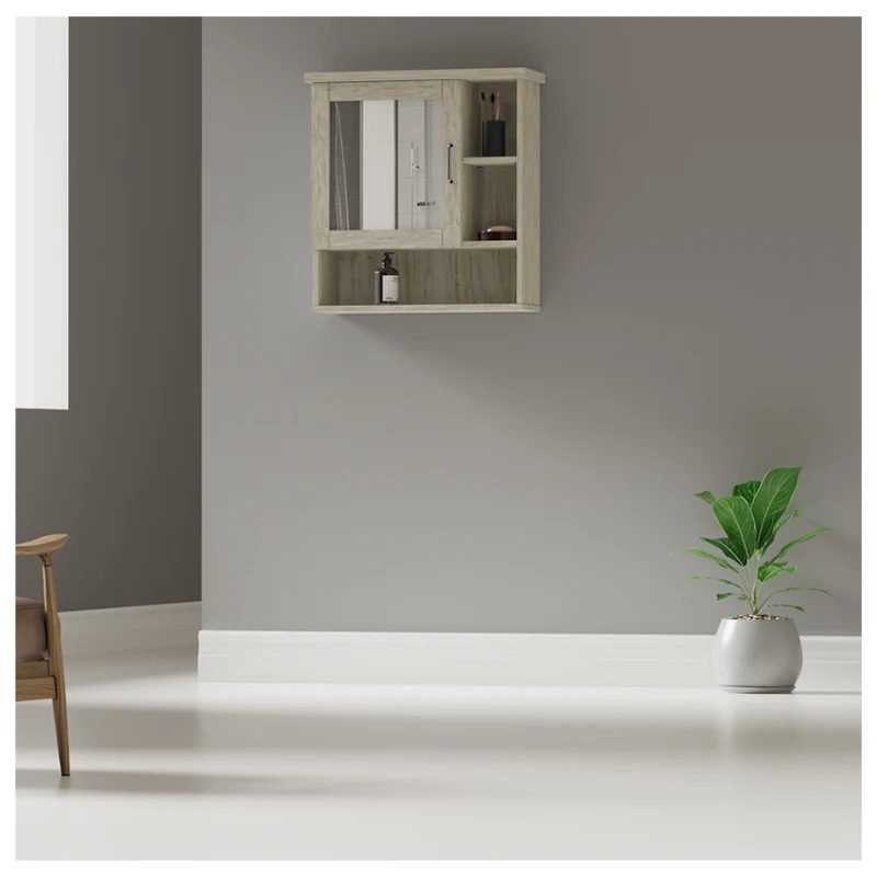 Mueble de Baño Flotante con Espejo, Pino