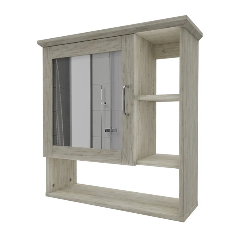 Mueble de Baño Flotante con Espejo, Pino