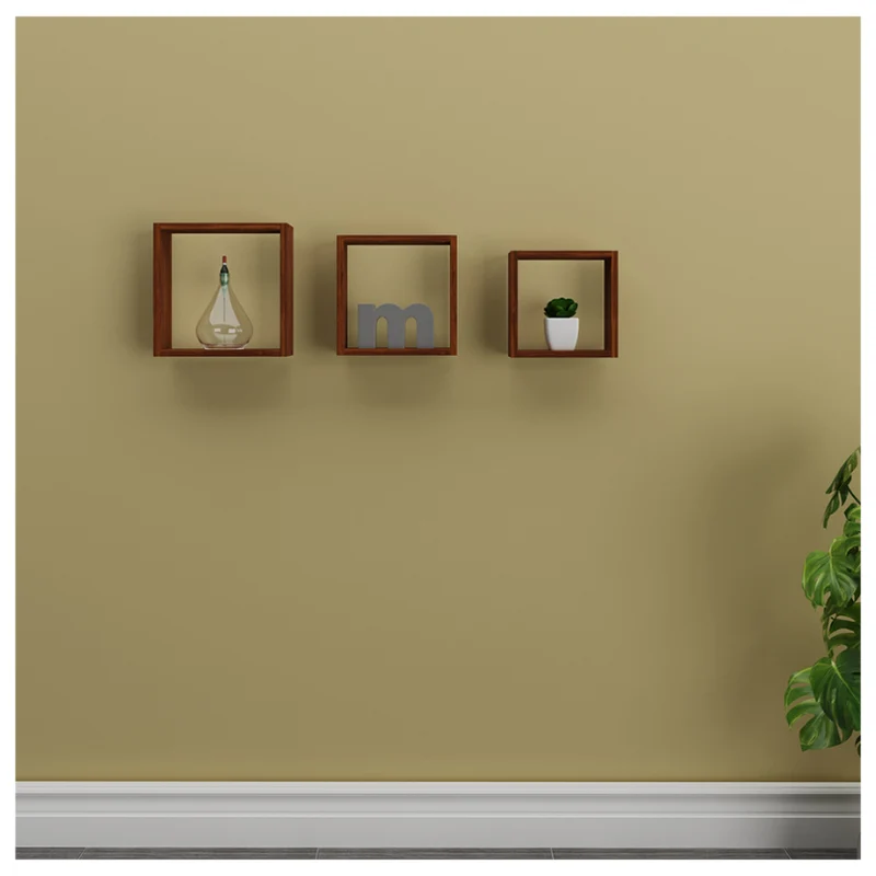 Repisa en Madera Tipo Cubos Set x 3, Chocolate