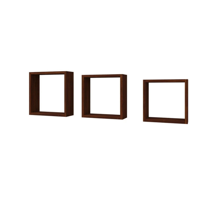 Repisa en Madera Tipo Cubos Set x 3, Chocolate