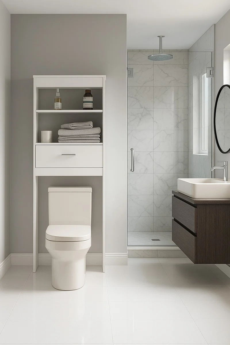 Mueble Organizador de Baño sobre el Inodoro, Blanco