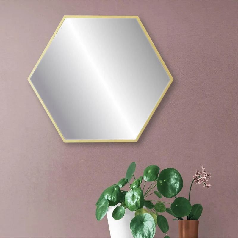 Espejo de Pared - MDF - Hexa Dorado