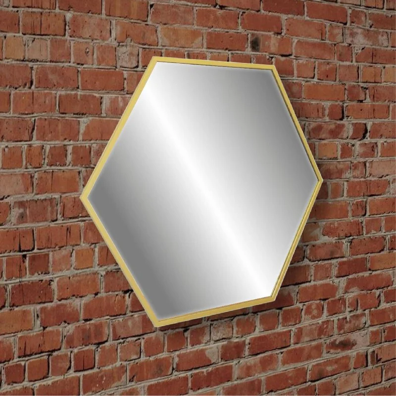 Espejo de Pared - MDF - Hexa Dorado