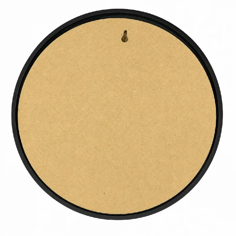 Espejo de Pared Circular Marco Negro MDF 60 cm para Baño o Sala