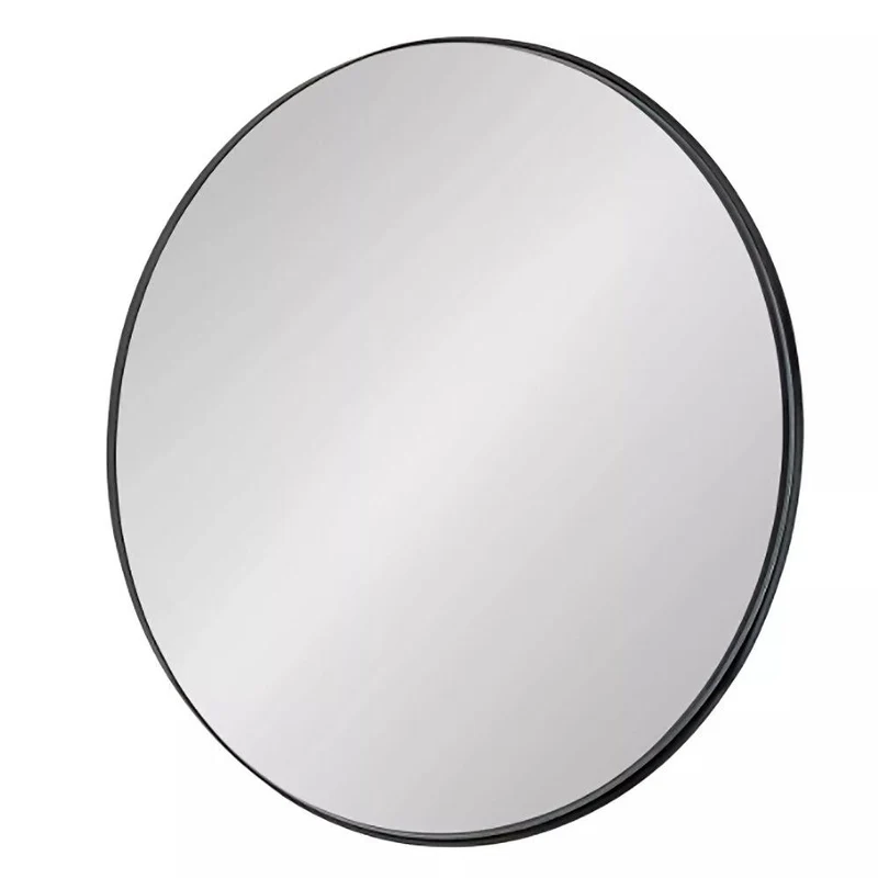 Espejo de Pared Circular Marco Negro MDF 60 cm para Baño o Sala