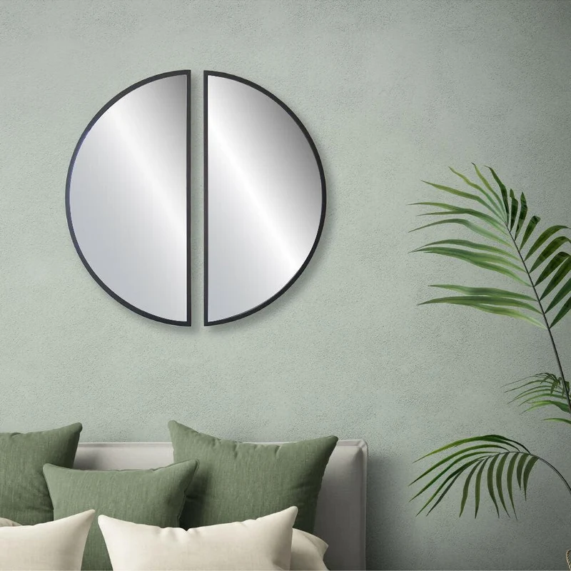 Espejos de Pared Set x 2 en MDF Luna Nueva Negro