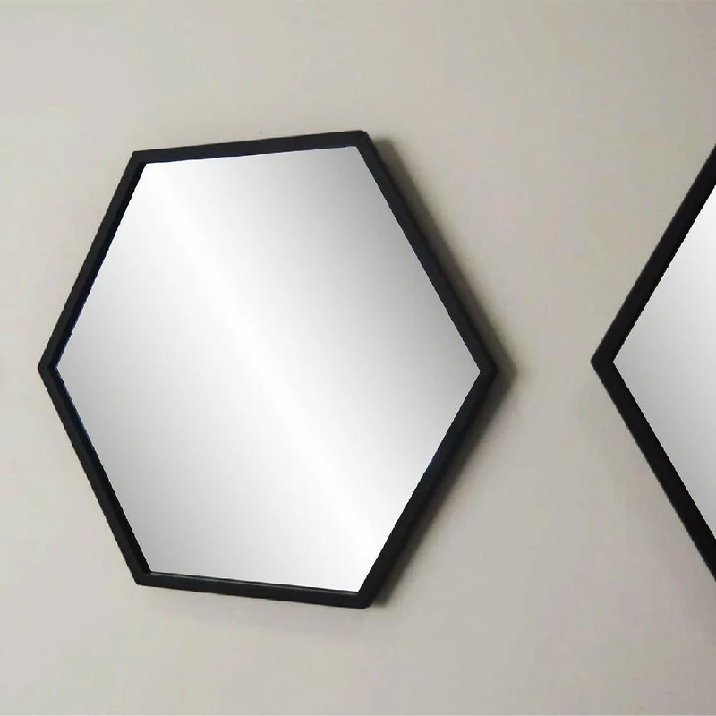 Set de Tres Espejos Hexagonales Negros