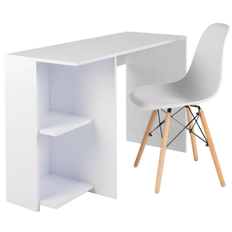 Tocador Holly con Luces LED 77x80x40cm Blanco + Silla Blanca