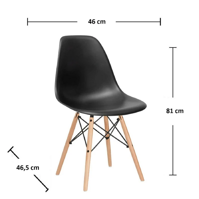 Combo Comedor Rectangular 4p (75x110x70) Amaretto + 4 Sillas Negras