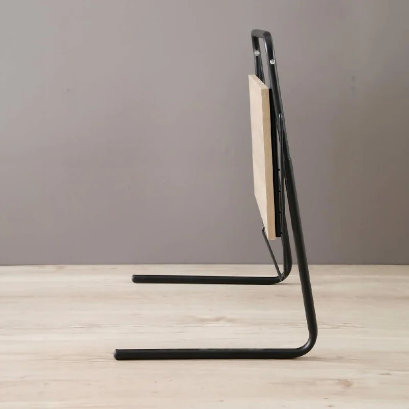Mesa ajustable auxiliar de madera con estructura en acero piintado negro