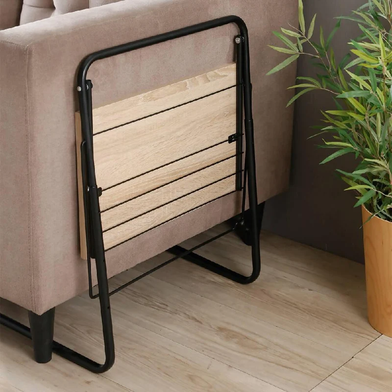 Mesa ajustable auxiliar de madera con estructura en acero piintado negro