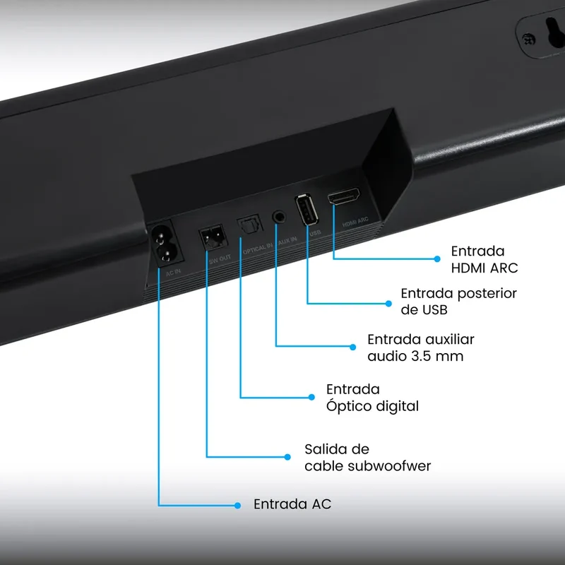 Barra de Sonido 80W Challenger, Negro