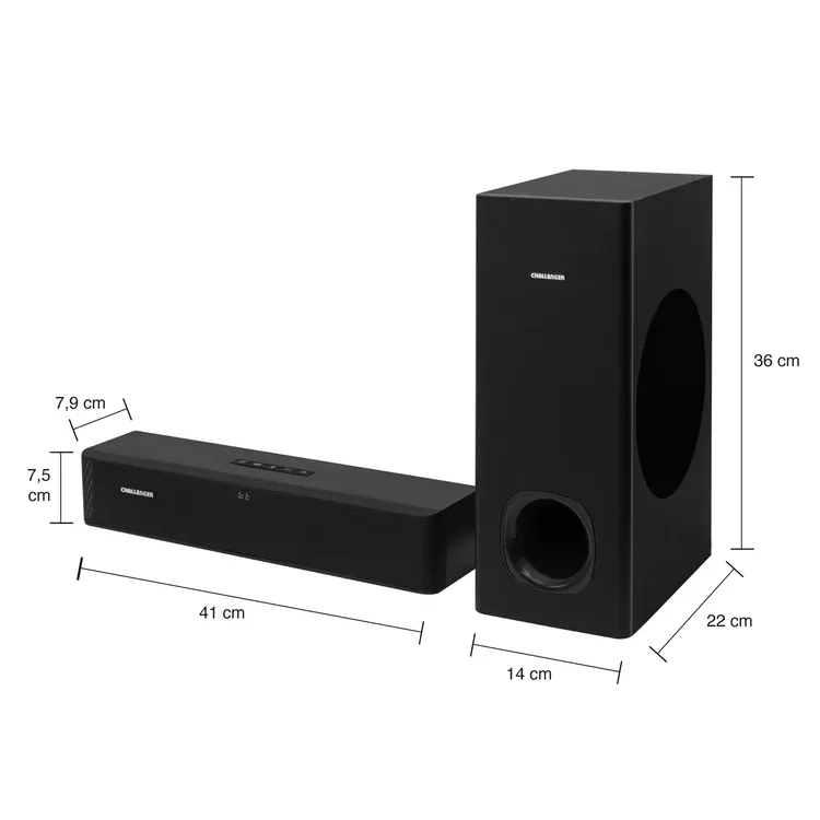 Barra de Sonido 80W Challenger, Negro