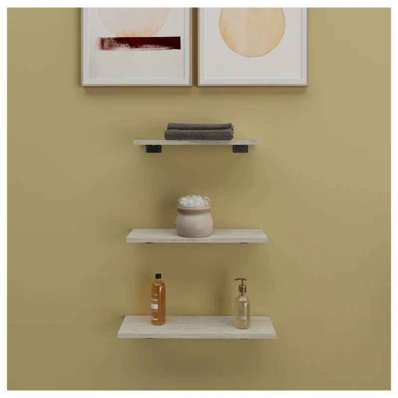 Repisas Flotantes con Soporte Set de 3, Pino