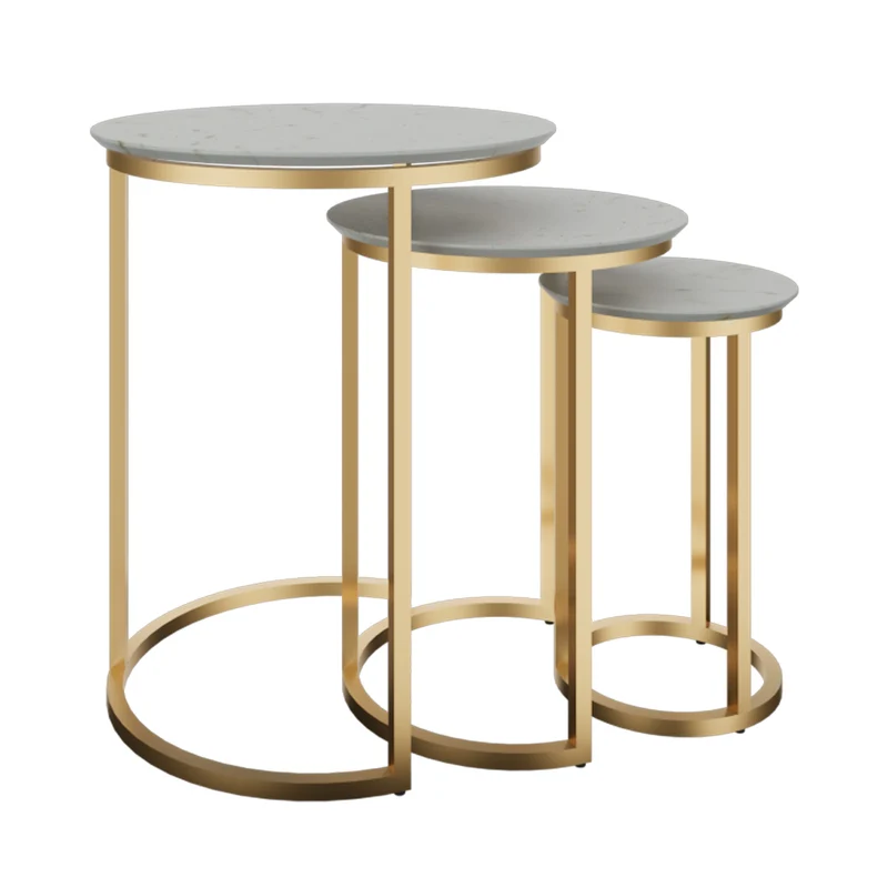 Mesa de Centro Tipo Marmolset de 3, Blanco Ibiza