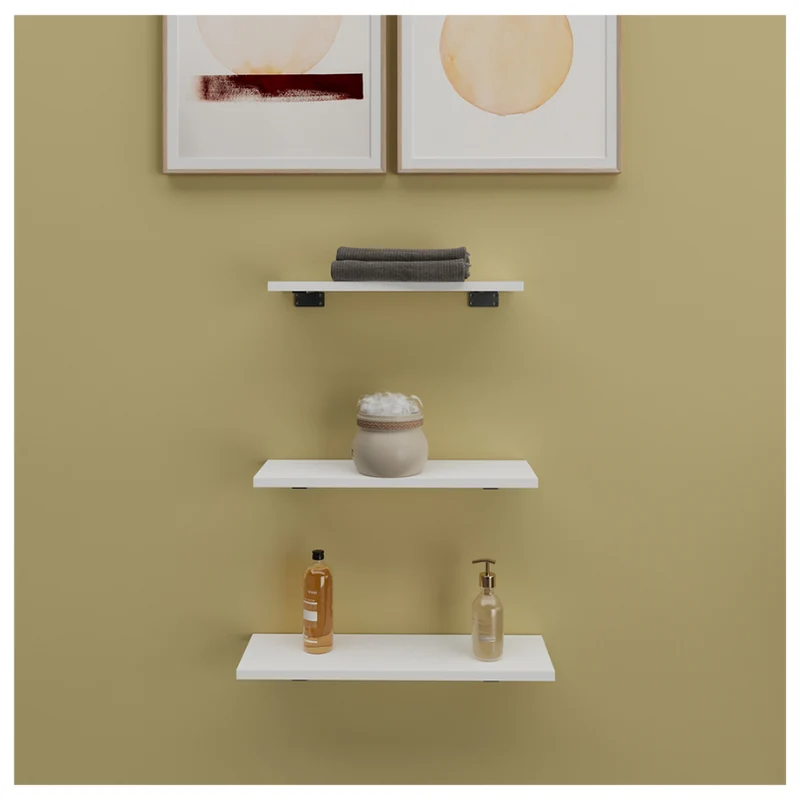 Repisas Flotantes con Soporte Set de 3, Blanco