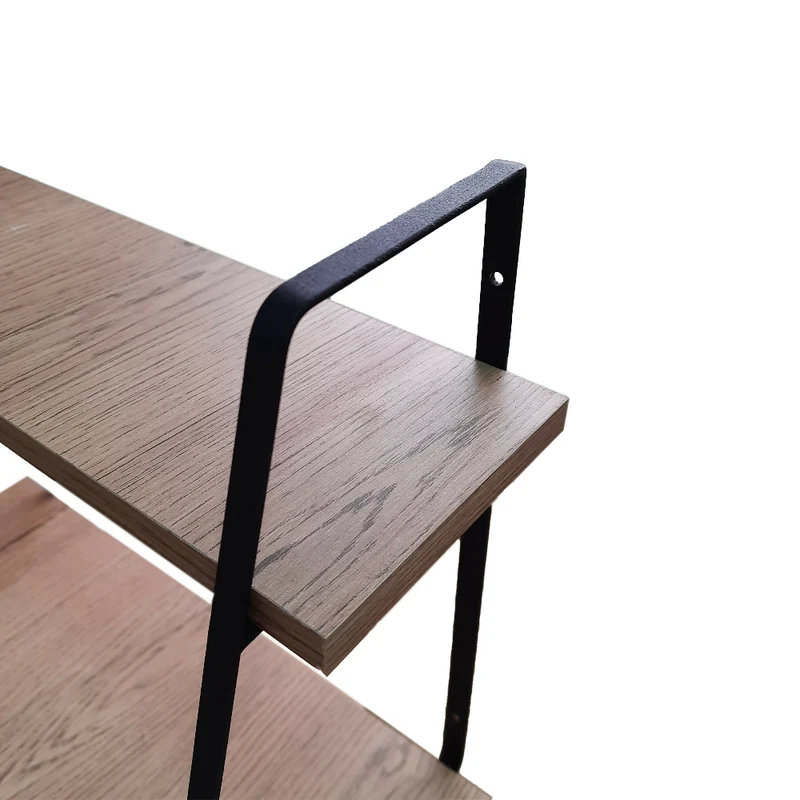 Repisa Biblioteca Metálica Danish, Madera Natural + Negro