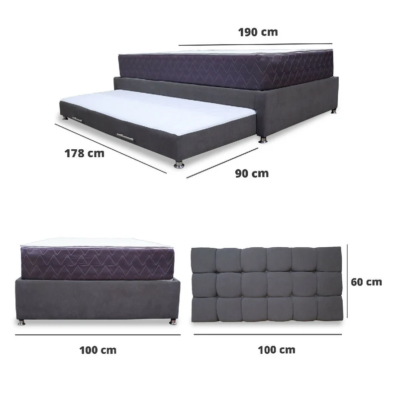 Combo Cama Tarima Nido Muller 100x190 Sencillo Más Espaldar