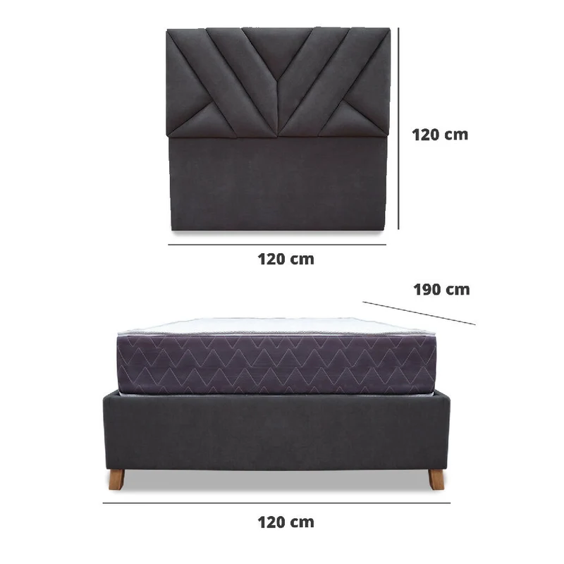 Combo Base Cama y Colchón Muller 120x190 Semidoble Más Espaldar