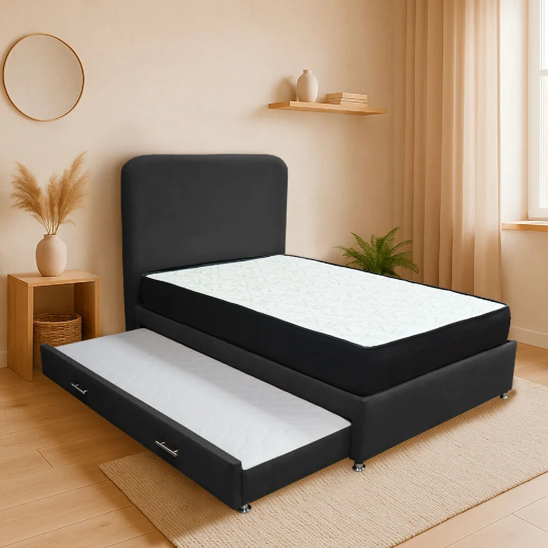Combo Cama Tarima Nido Comfort 140 Doble Negro Más Espaldar