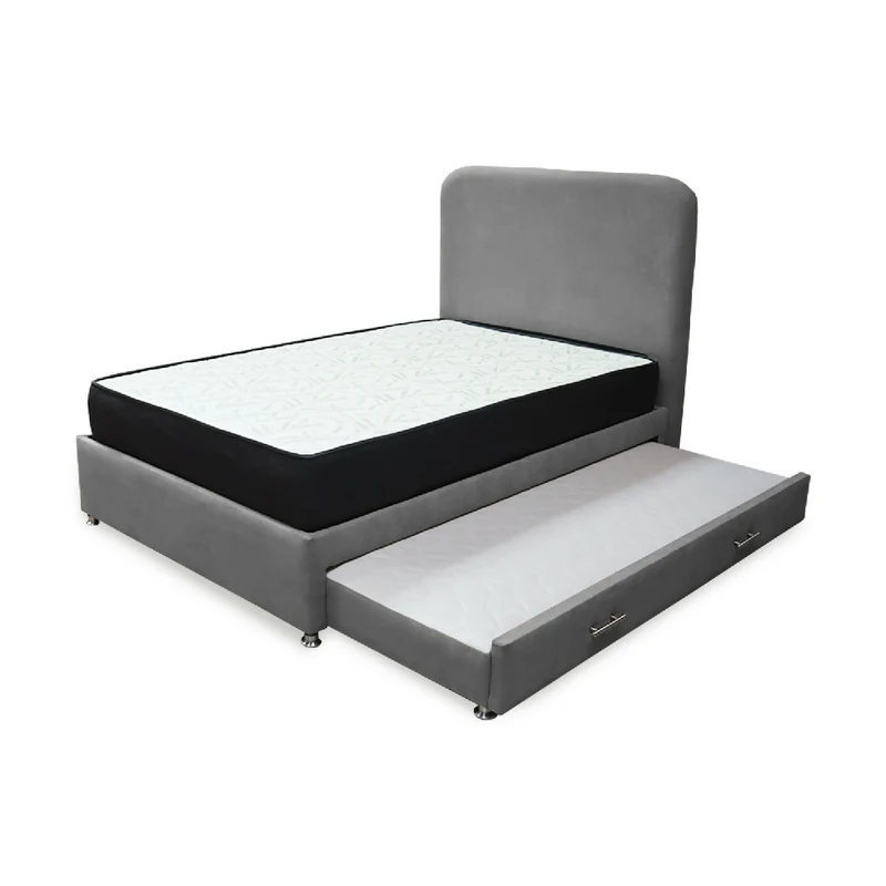 Combo Cama Tarima Nido Comfort 120 Semidoble Gris Más Espaldar