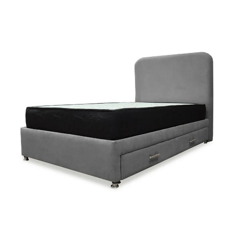 Combo Cama Tarima Nido Comfort 120 Semidoble Gris Más Espaldar