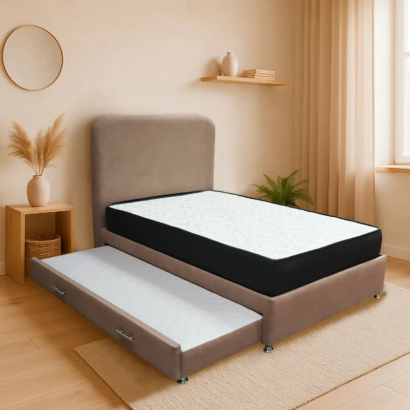 Combo Cama Tarima Nido Comfort 120 Semidoble Camel Más Espaldar