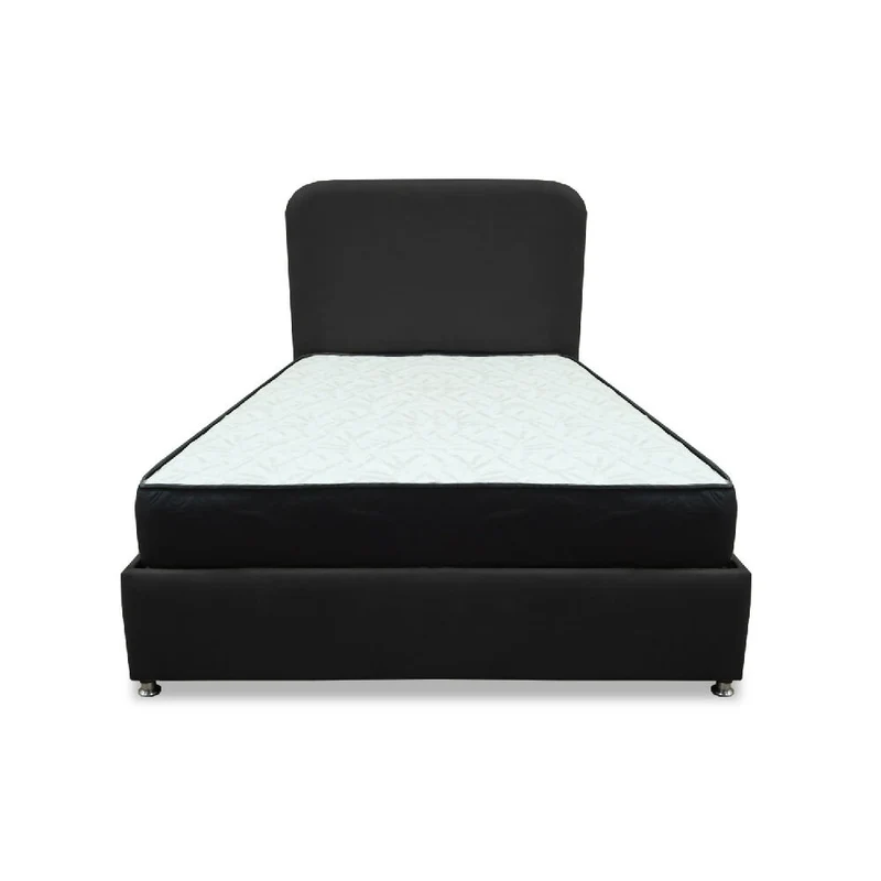 Combo Base Cama y Colchón Comfort 120 Semidoble Negro Más Espaldar