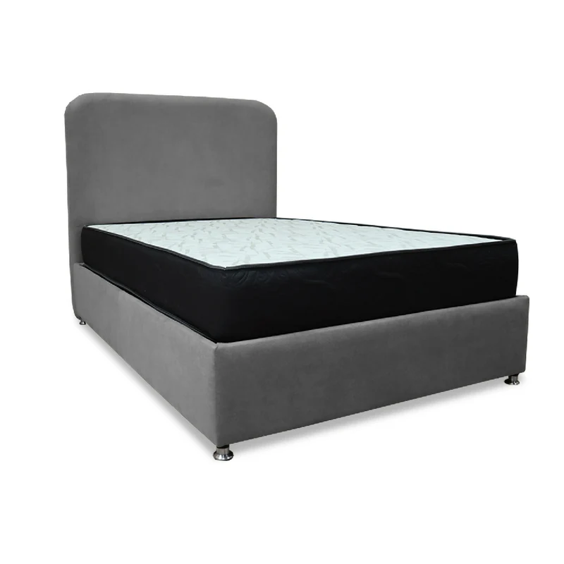 Combo Base Cama y Colchón Comfort 120 Semidoble Gris Más Espaldar