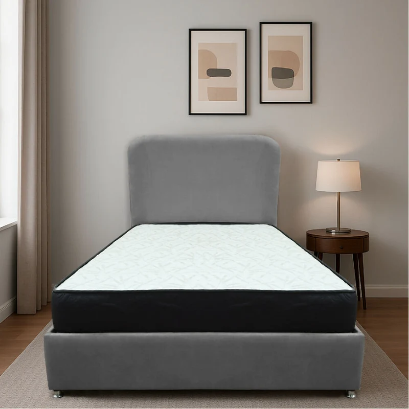 Combo Base Cama y Colchón Comfort 140 Doble Gris Más Espaldar