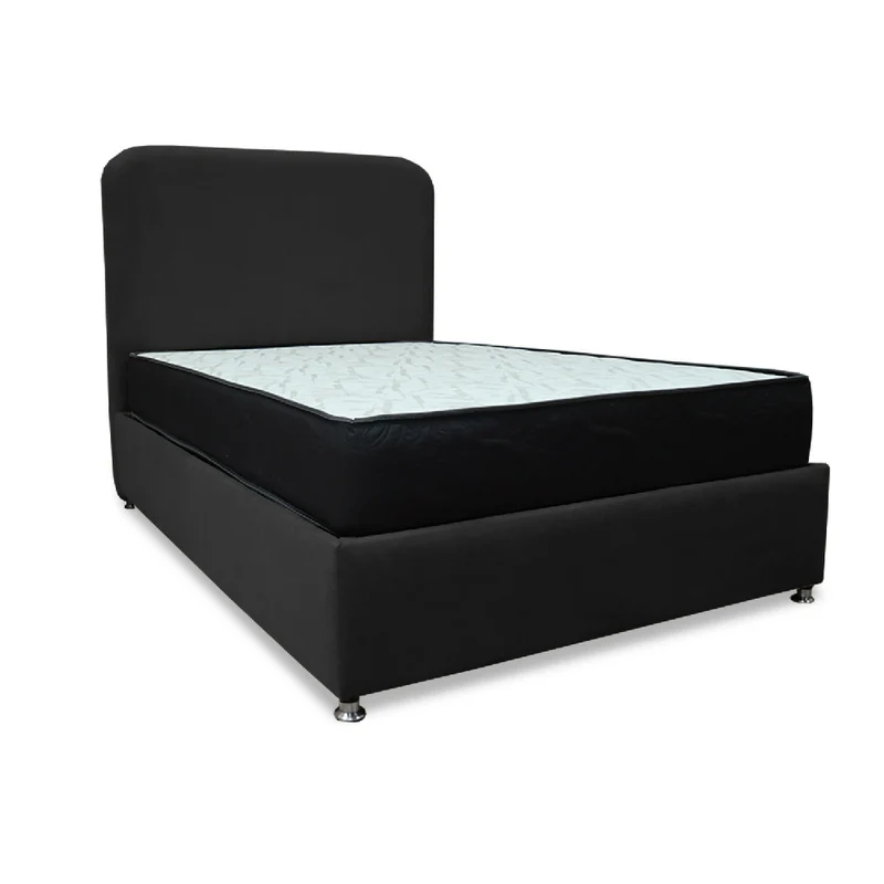 Combo Base Cama y Colchón Comfort 140 Doble Negro Más Espaldar