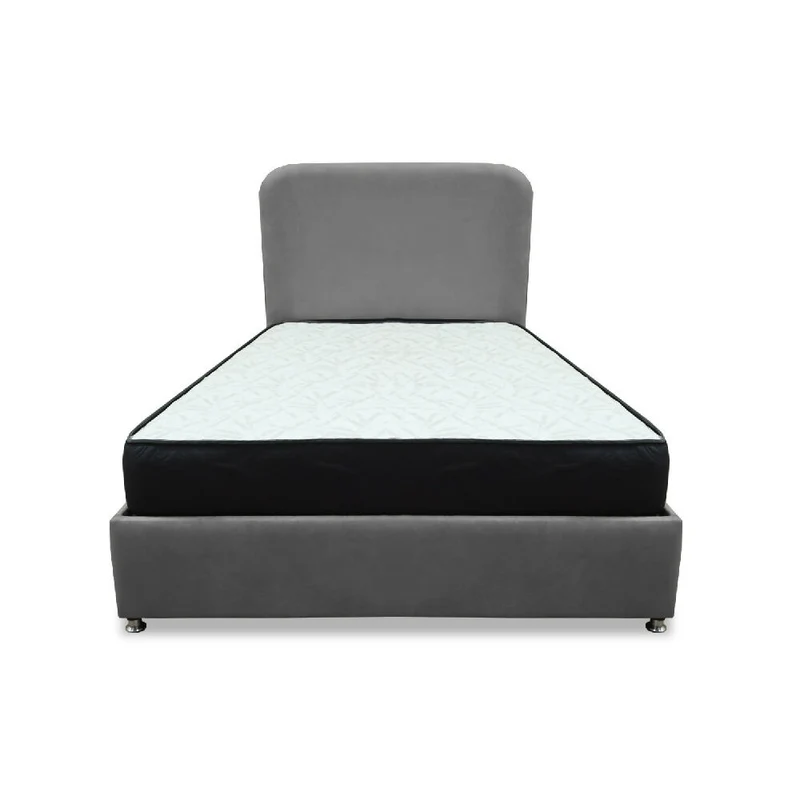 Combo Base Cama y Colchón Comfort 100 Sencillo Gris Más Espaldar