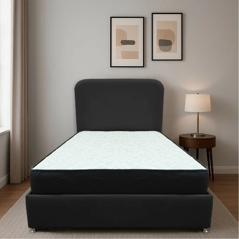 Combo Base Cama y Colchón Comfort 100 Sencillo Negro Más Espaldar