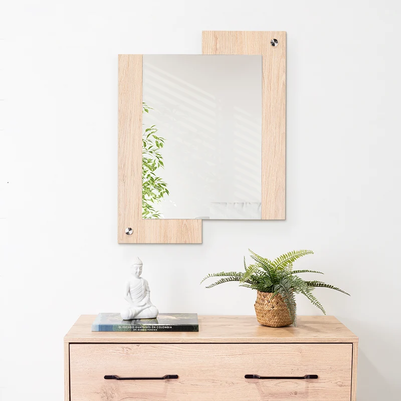 Espejo Rectangular Paduk, Color Madera Clara