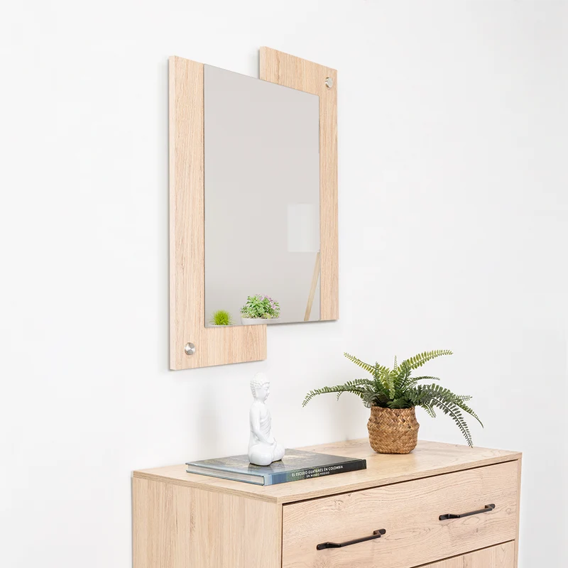 Espejo Rectangular Paduk, Color Madera Clara