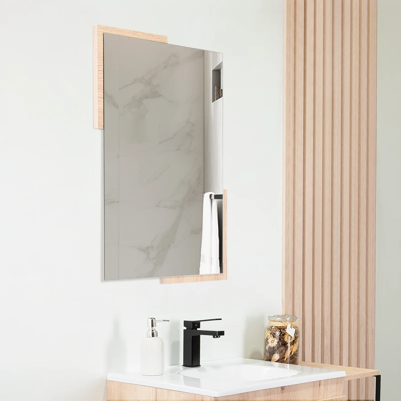 Espejo Rectangular Aleska, Color Madera Clara