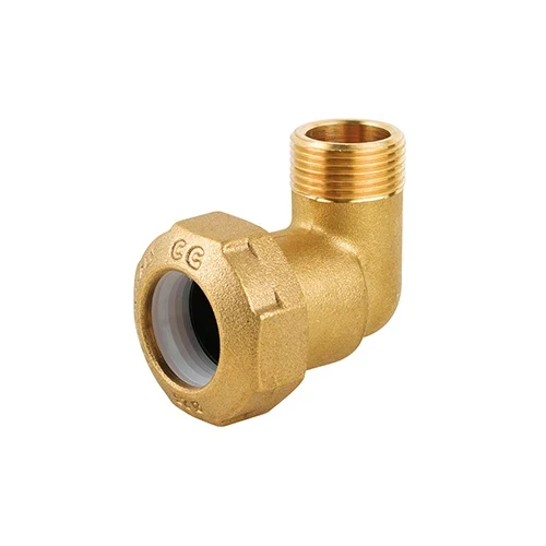 Gomito maschio in ottone per tubo pe 1 1/2 x 50