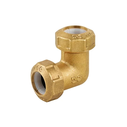 Gomito doppio in ottone per tubo pe 63x63