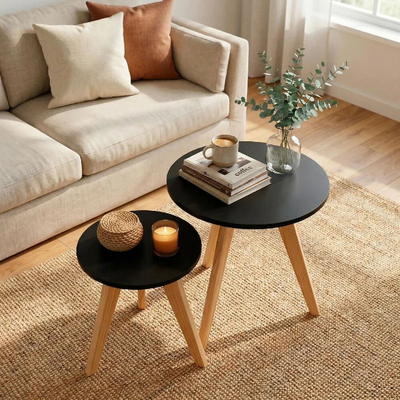 Mesa Auxiliar Circular Etna - Set X2 - Mediana & Grande