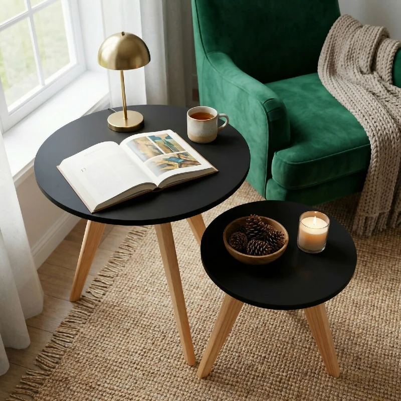 Mesa Auxiliar Circular Etna - Set X2 - Mediana & Grande