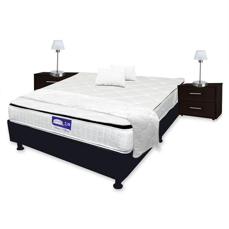 Combo Colchón Brisa Pillow 120 x 190 + Base Cama + Protector + 1 Almohada