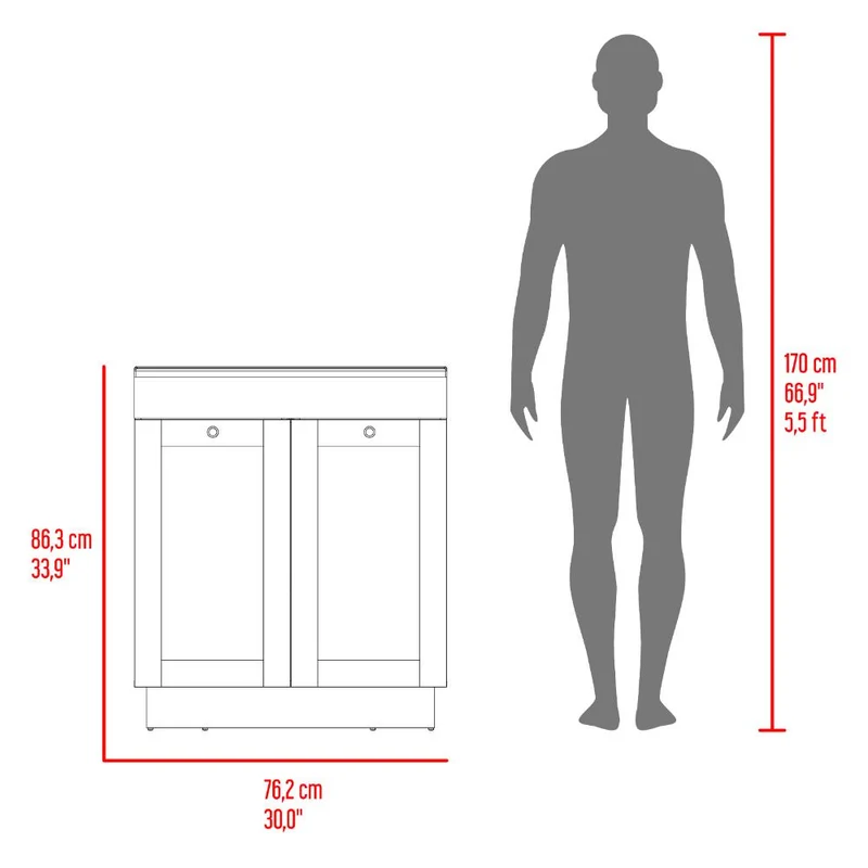 Mueble para Lavamanos Baluarte, Blanco Duqueza, Incluye Lavamanos Praia 30 ZF