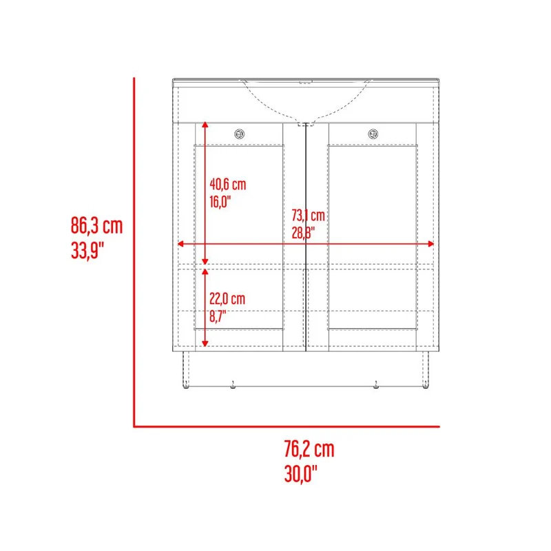 Mueble para Lavamanos Baluarte, Blanco Duqueza, Incluye Lavamanos Praia 30 ZF
