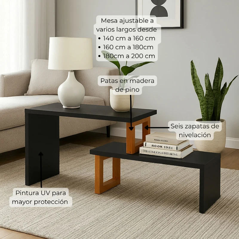 Mesa Auxiliar Glam Negro Almendra