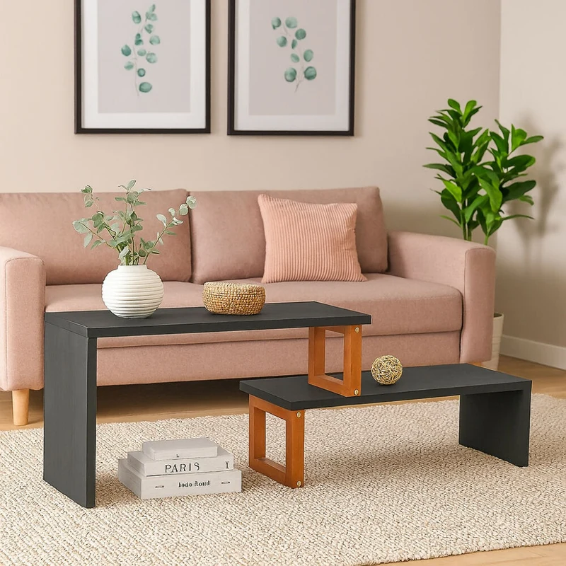 Mesa Auxiliar Glam Negro Almendra
