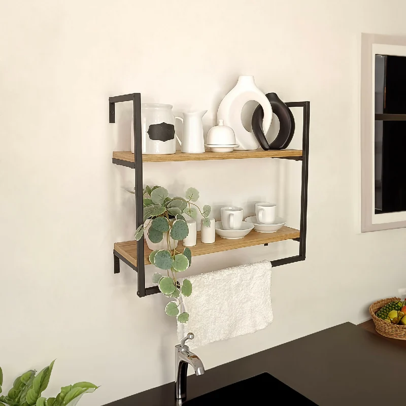 Organizador Multiusos Biella, Madera Natural + Negro