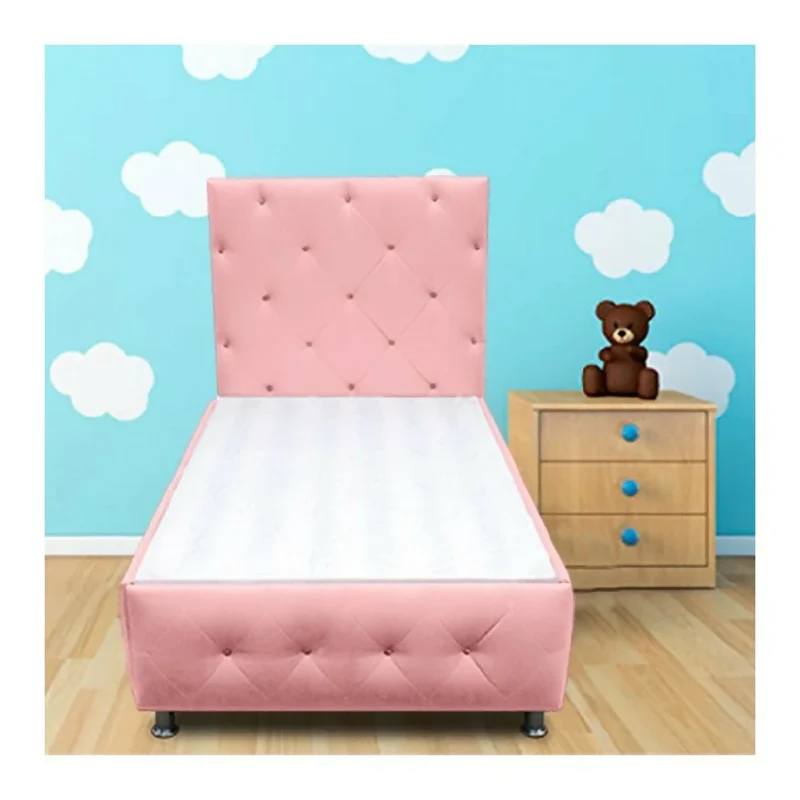 Cama Baúl Capitoneada + Cabecero hasta el Piso 100X190 Magic Rosa